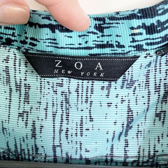 ZOA New York Sleeveless Aqua‎ Print Blouse Sz S - Picture 5 of 12